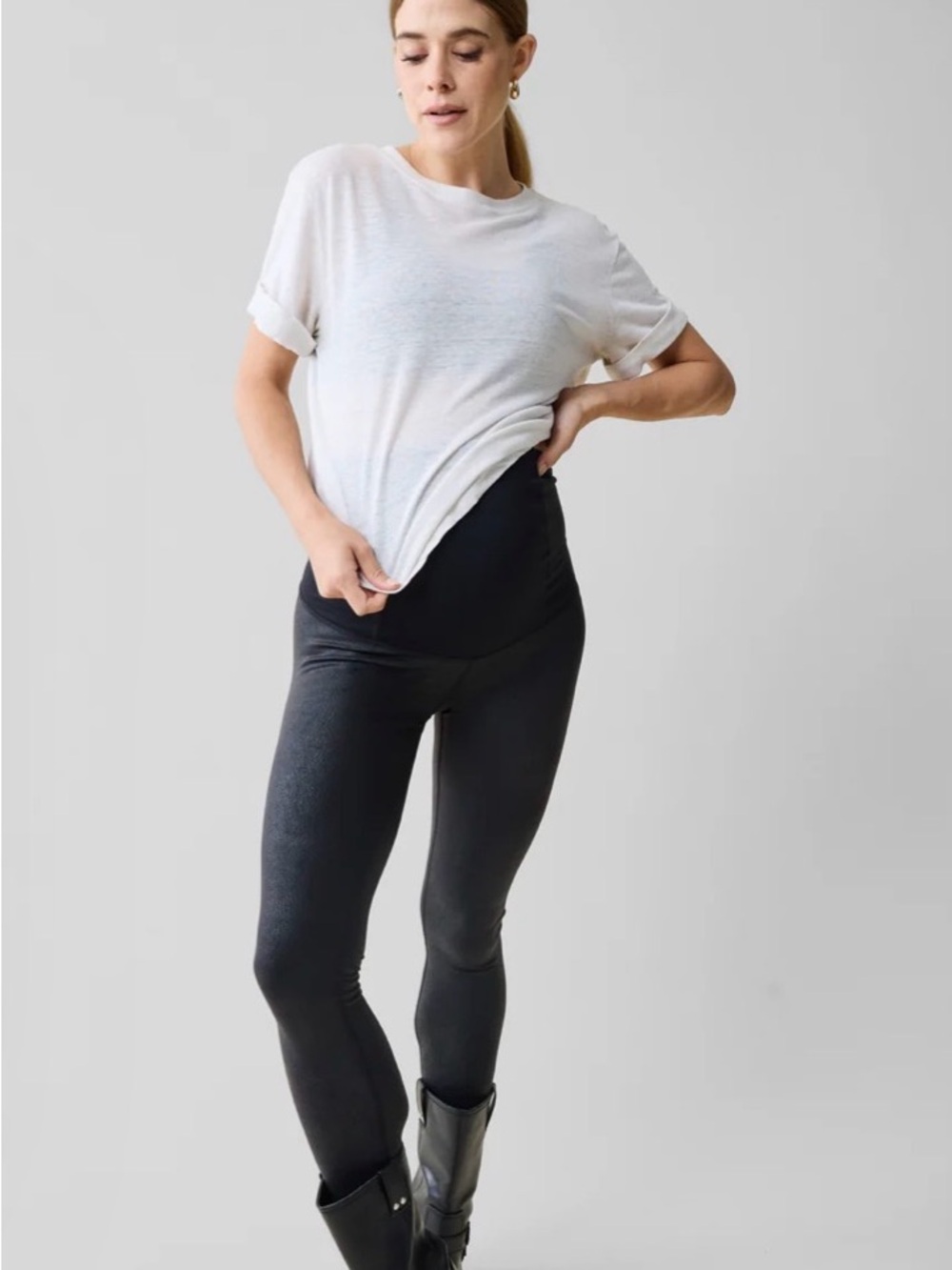 Isabel Maternity by Ingrid & Isabel Faux Leather Black Maternity Leggings